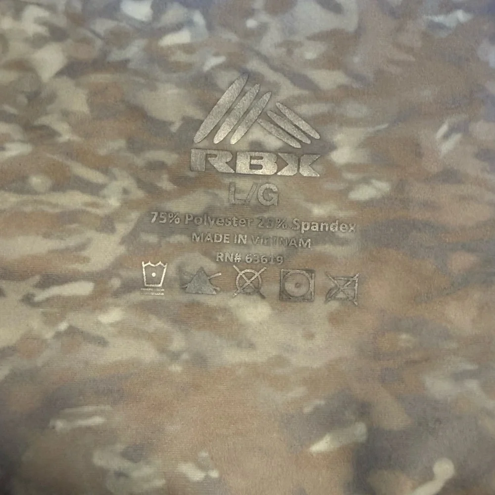 RBX Active High-Waisted Leggings - Gray/Beige Camo Abstract Print - Size L - Picture 9 of 9